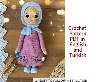Crochet Hijab Doll, English Pattern, Amigurumi Muslim Doll, Muslim Doll, Crochet Muslim Doll, Crochet Hijab Doll, Custom Doll, Easy Crochet