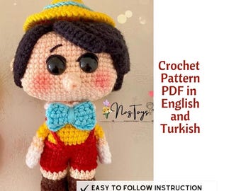 Crochet Pinocchio Doll Pattern: English & Turkish (PDF)