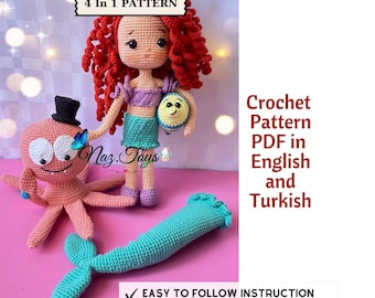 Crochet Mermaid & Octopus Doll Pattern: DIY Amigurumi (PDF Pattern)
