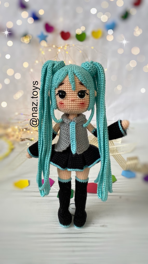 Blue Hair Anime Doll Crochet Pattern, Amigurumi PDF