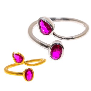 Stacking Toe Et Moi Ring for Women, Sterling Silver Ruby Minimalist Band