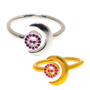 Natural Ruby Ring in 925 Silver - Stacking Toe Et Moi Band for Women