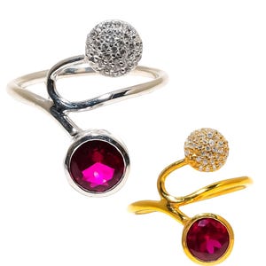 Statement Toe Et Moi Ring for Women, 925 Silver Ruby Minimalist Band