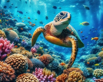 5 High Quality, Sea Turtles In The Ocean, Sublimation Images