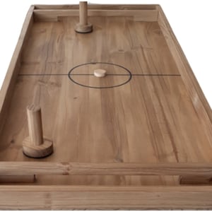 Air hockey wooden sliding table puck game 120 by 50 cm ideal for partying with friends and family, artisanal, handmade image 1