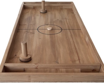 Air hockey wooden sliding table puck game 120 by 50 cm ideal for partying with friends and family, artisanal, handmade
