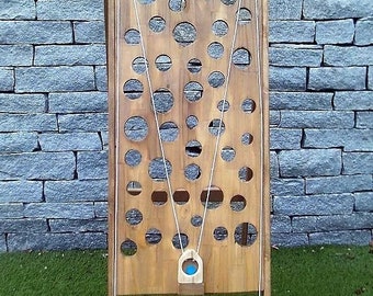 Wooden path to explore, peg board, Gruyère board, handmade Koh Lanta game