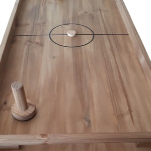 Air hockey wooden sliding table puck game 120 by 50 cm ideal for partying with friends and family, artisanal, handmade image 2