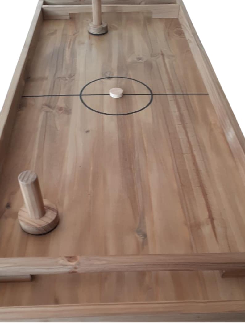 Air hockey bois table à glisser jeu du palet 120 par 50 cm idéal pour faire la fête entre amis et en famille, artisanal, fait main image 2