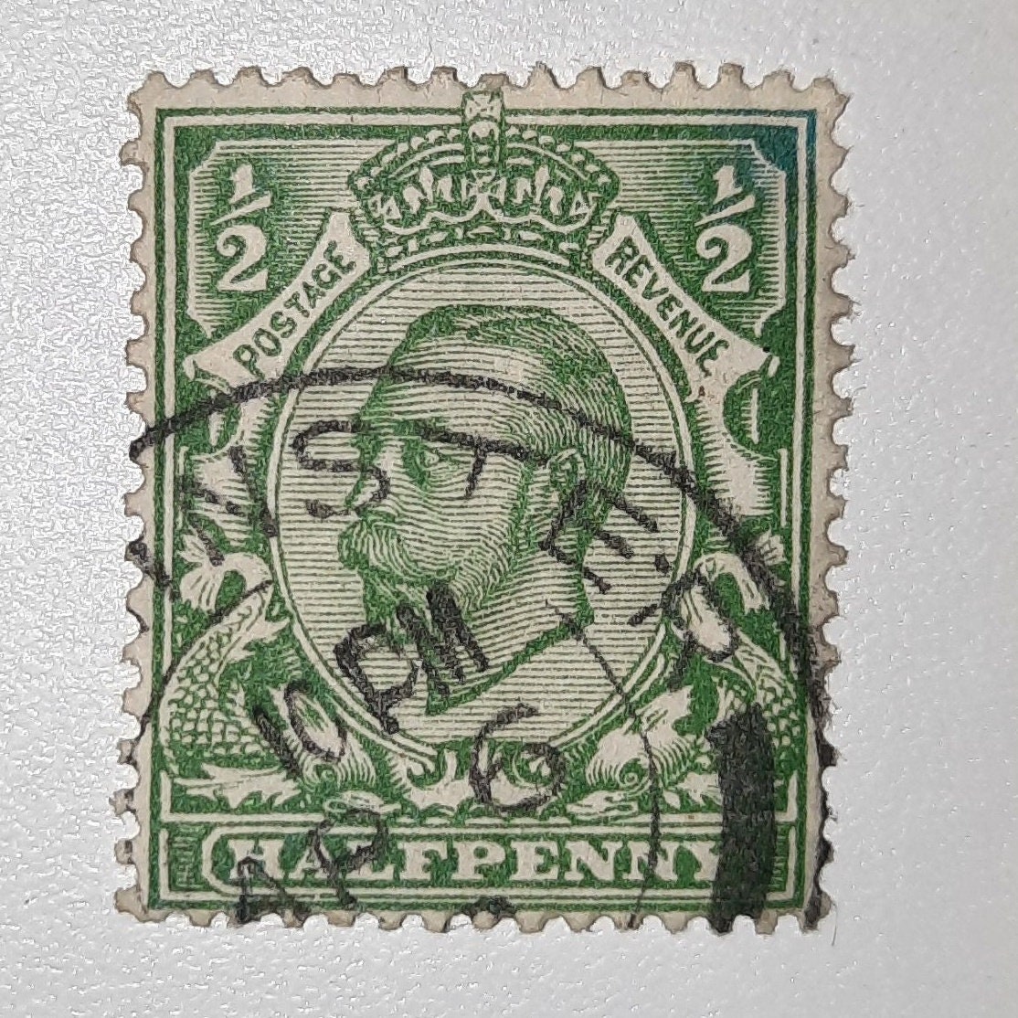 1912 Gb,downey Head,,errorking Half V Half Penny Stamp.ultra