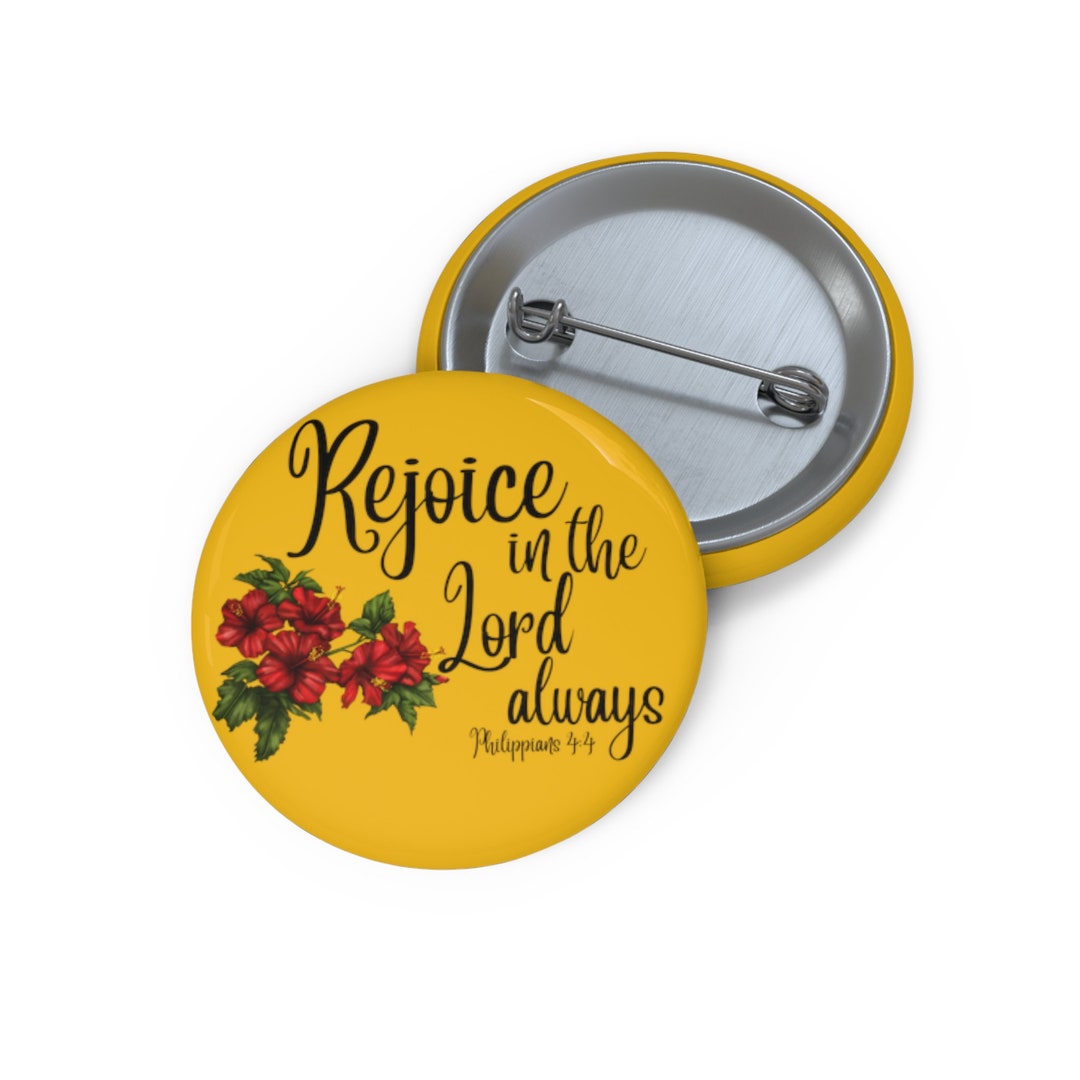 Jesus Pin Buttons Rejoice in the Lord Bible Verse Religious Etsy