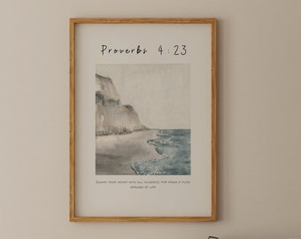 Proverbs 4:23 Beach Print | Christian Home Decor