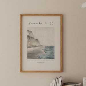 Spreuken 4:23 collectie Bijbelvers muurkunst| Christelijke muurprint, christelijk huisdecor, gedrukt en verzonden, moderne christelijke prints, cadeau