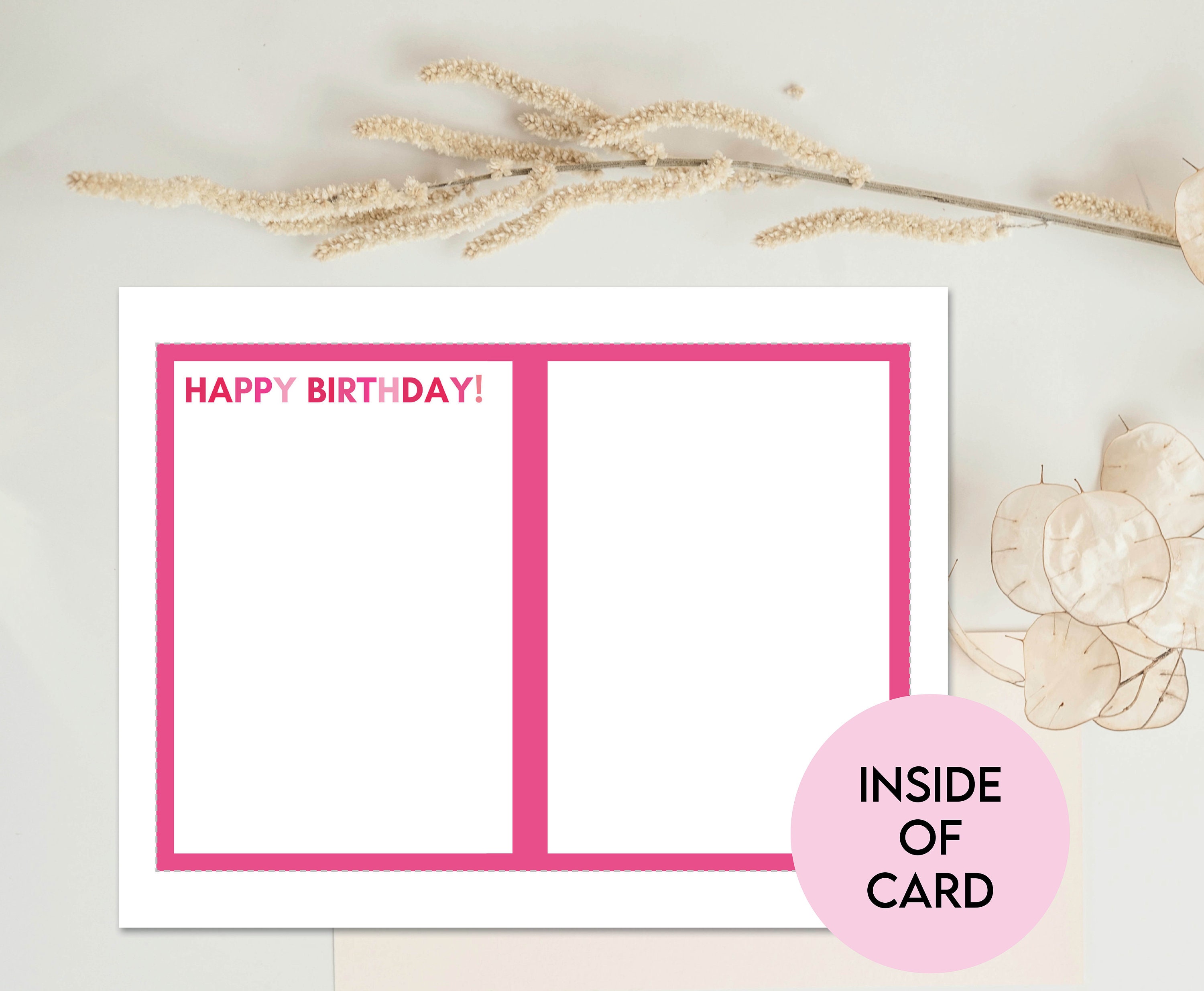 Printable Pink Flower Birthday Card | Digital Birthday Card | Floral ...
