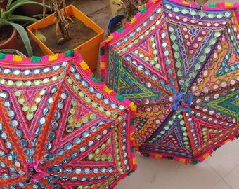 Wholesale Pack of 100 Embroidered Rajasthani Umbrella for Diwali decoration, Henna Mehndi / Decor Umbrella's for Indian weddings