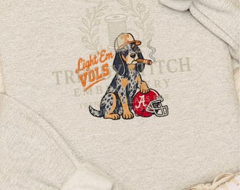 Light ’Em Vols Sweatshirt, Vols Beats Bama, Hound Dog Vintage Graphic Crewneck, TN Football Rivalry Game Day Shirt