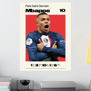 Kylian Mbappe Poster, PSG Football Print, Soccer Gifts, Sports Poster, Soccer Player Poster, Soccer Wall Art, Gift Sport Posters