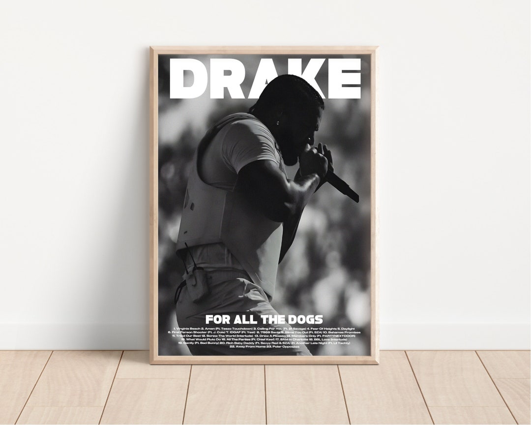 【額縁付き】 drake for all the dogs A2ポスター 2023 Drake Album Drake for All the Dogs Poster Aesthetic Pop