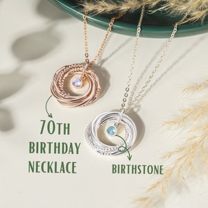 70 Jahre Geburtstagsgeschenk für Frauen, Schwester, Mutter, Ehefrau, Beste Freundin, Elegant 7 Ringe 7 Jahrzehnte, Damen 70 Jahre Geschenke, 70 Jahre Geburtstag Halskette