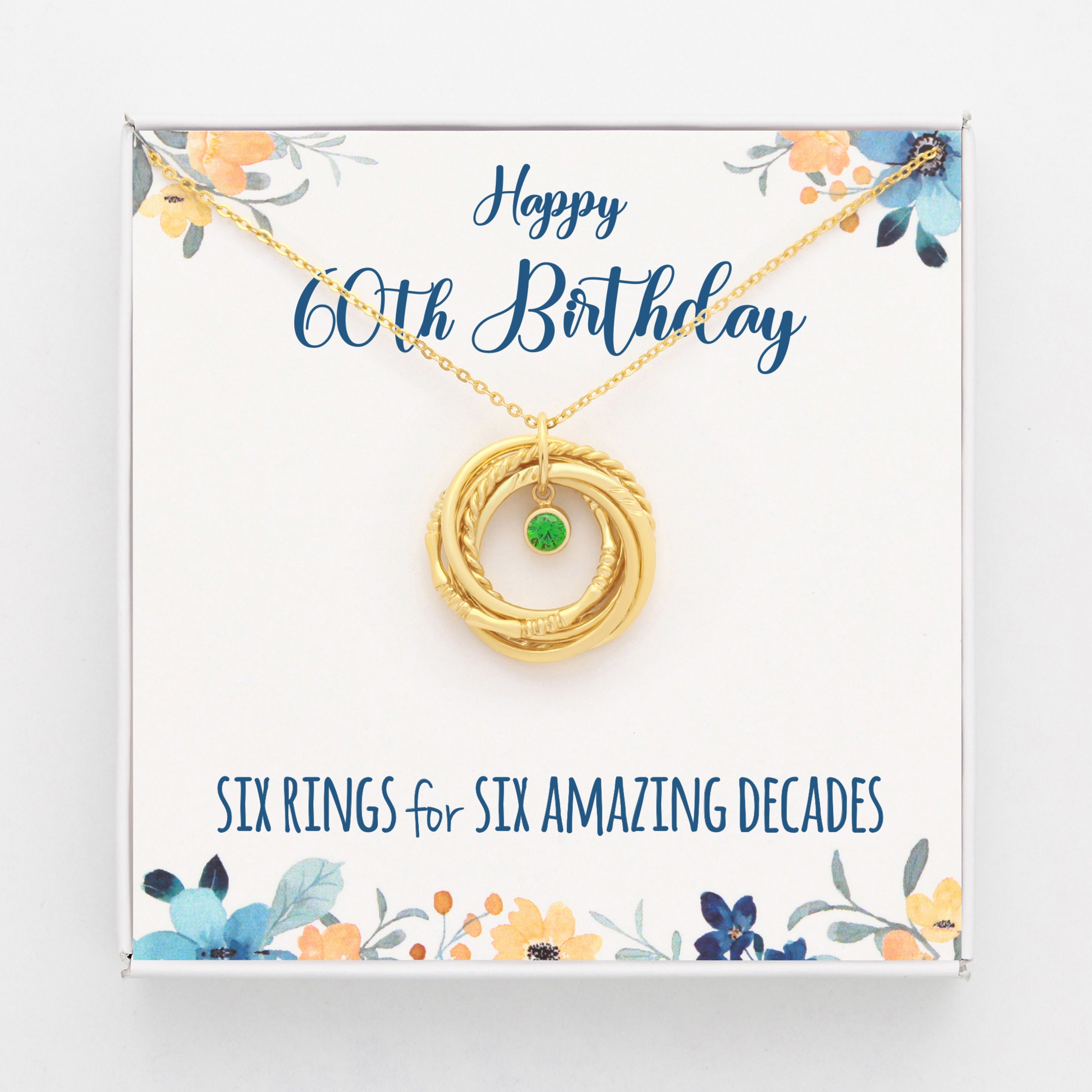 60th birthday necklace for women, 6 rings 6 decades, Gift for 1964, Gift for 60 Year Old Woman, 60th Birthday Jewellery, 60th Birthday Mum