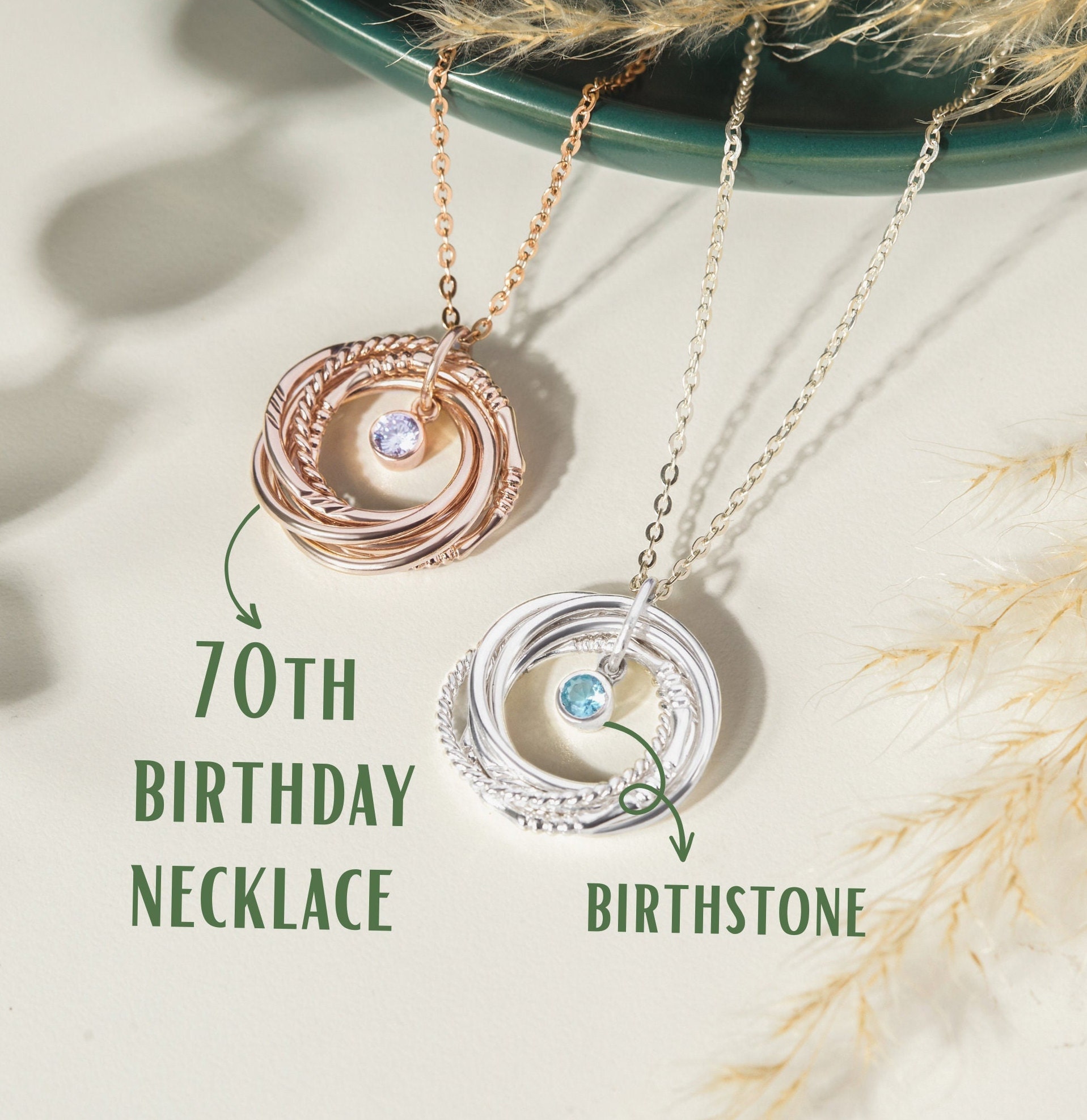 7th Birthday Gift for 7 Year Old Girl Birthstone Necklace, 925