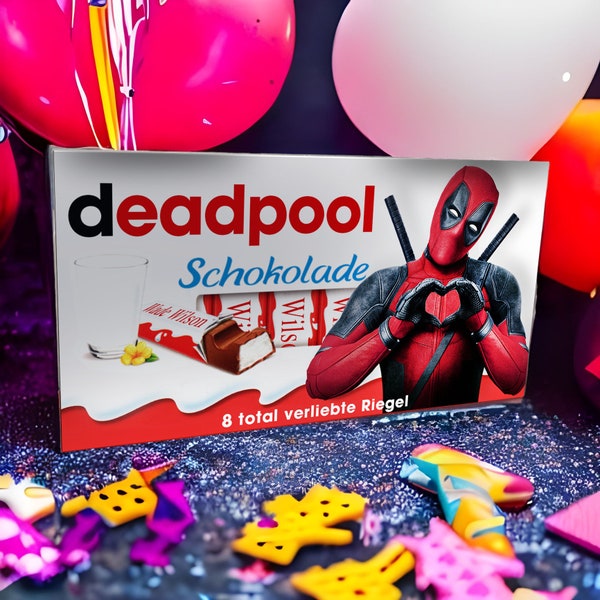 3x autocollants pour chocolat pour enfants (100g / 8 barres) | Thème : Deadpool [100 005]