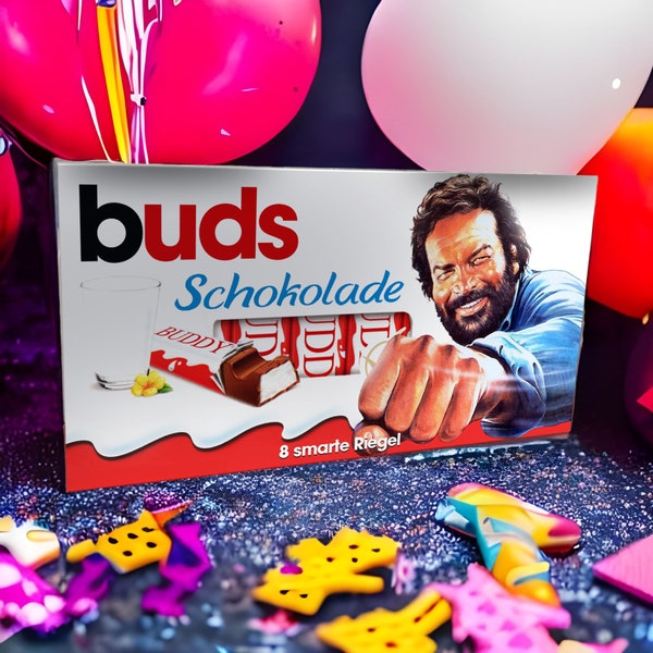 3x Aufkleber für Kinderschokolade (100g / 8 Riegel) | Motiv: Bud Spencer [100.336]