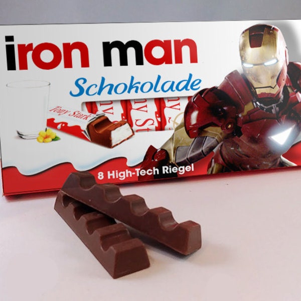 3x Aufkleber für Kinderschokolade (100g / 8 Riegel) | Motiv: Iron Man [100.164]