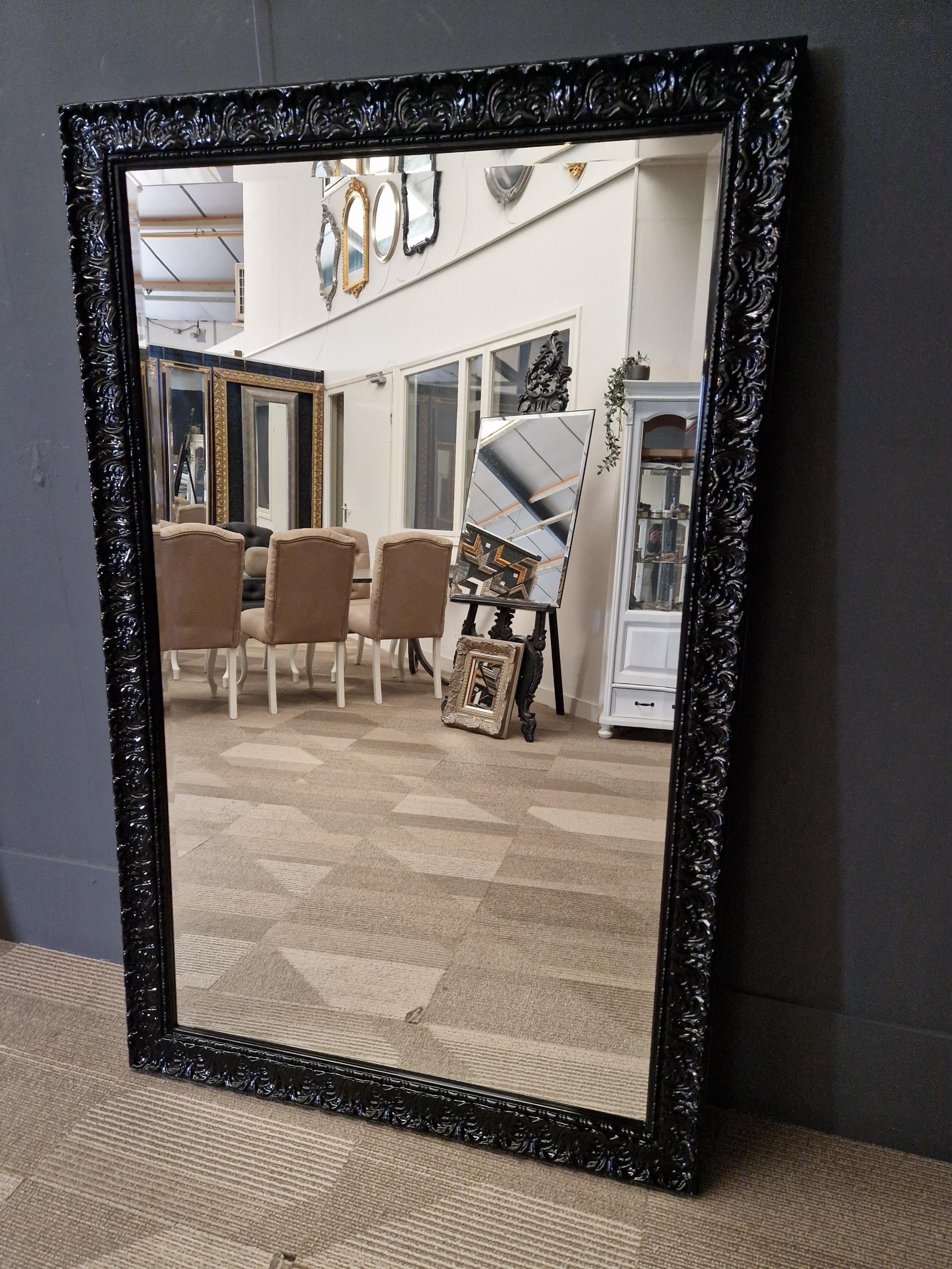 Baroque Mirror Black High Gloss With Ornament in Custom Made Baroque Mirror Black High Gloss With Ornament in Custom Made