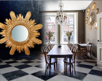 Sun mirror gold Cira Luxury wooden mirror sun 43cm large from Italy