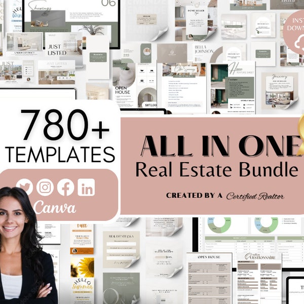 Girly Real Estate Social Media Bundle, Real Estate Canva Templates, Real Estate signs, Real Estate Reels, Pink Templates, Digital Products