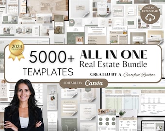 Real Estate Canva Templates, Real Estate Social Media Templates Bundle, Branding package, Real Estate Flyer, Digital File