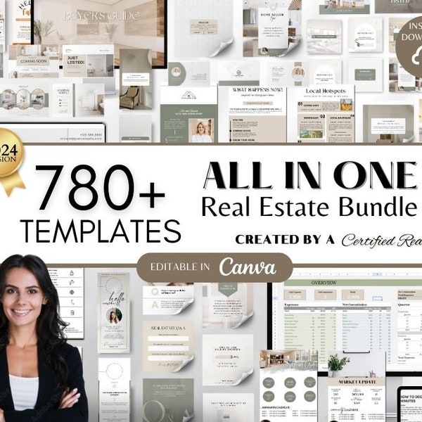 Real Estate Canva Templates, Real Estate Social Media Templates Bundle, Branding package, Real Estate Flyer, Digital Products