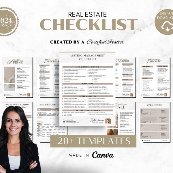 Real Estate Checklist, Real Estate Canva, Real Estate Signs, Real Estate Planner, Realtor Marketing, Real Estate Templates, Digital Products