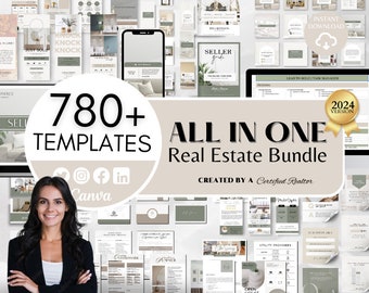 Real Estate Canva Templates, Real Estate Social Media Templates Bundle, ,Realtor Marketing, Real Estate Flyer, Digital Products