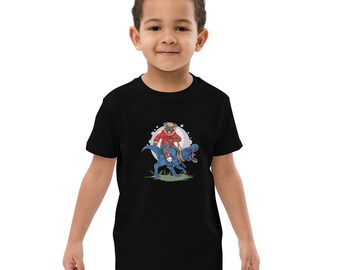 Dog Riding A Dinosaur Organic Cotton Kids T-shirt