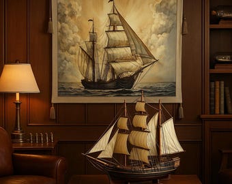Segelschiff-Tapisserie: Küsten-Strand-Wand-Kunst