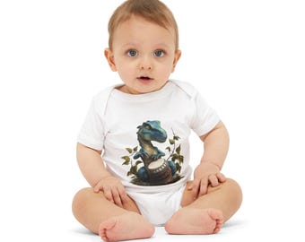 Tommy Bluetail Dinosaurier Baby Bodysuit - Pflanzenfresser Motto Säugling Einteiler