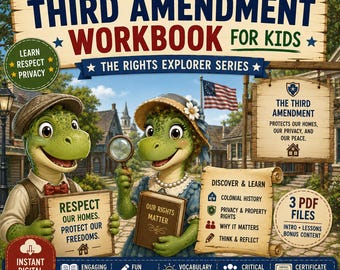 Dritte Änderung Arbeitsbuch für Kinder | US Geschichte | Druckbare PDF Arbeitsblätter | Gemeinschaftssinne Aktivitäten |