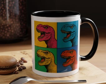 Dinosaurier Kaffeebecher - Bunte T-Rex Keramiktasse für Kaffee- oder Teeliebhaber