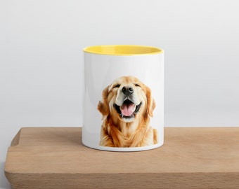 Smiling Golden Retriever Mug with Color Inside