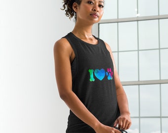 Rainbow I Love Dogs Ladies’ Muscle Tank