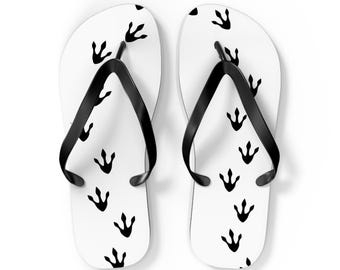 Flip Flops, Dinosaurier Fußabdrücke Strand Sandalen, lustige Sommerschuhe, prähistorische Tierdruck Hausschuhe, Kinder Kleinkind Flip Flop Riemen