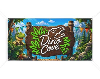 Geburtstagsparty Dinosaurier Girlande | Matte Outdoor Party Schild | Dino Cove Thema