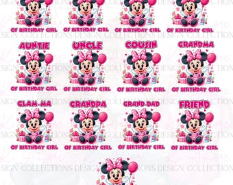 Minnie Mouse 2nd Birthday PNG. FAMILY BUNDLE. 13 Files included.