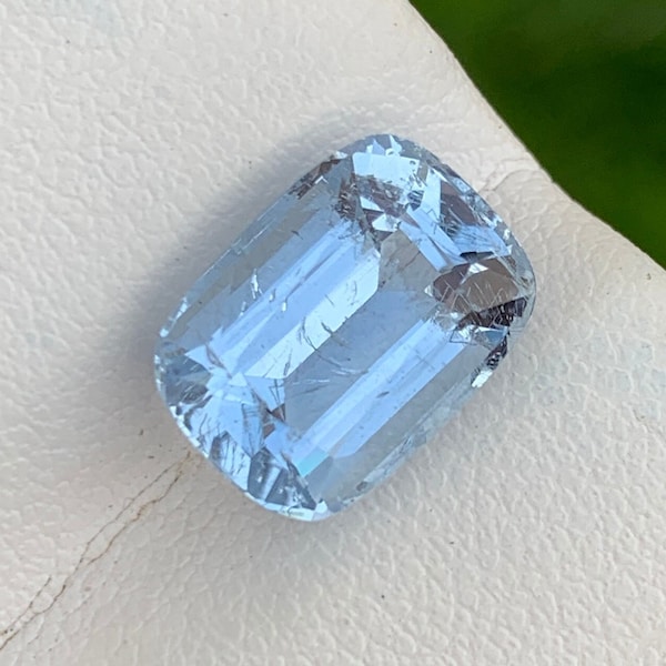 4.40 Cts Fresh Look Faceted Blue Goshenite | Loose Cushion Cut Goshenite Gemstone | Goshenite For Jewelry Making | March birthstone | Africa