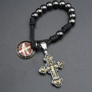 Handmade Indestructible Saint Michael Pocket Rosary protection - Solid 10mm gunmetal beads image 4