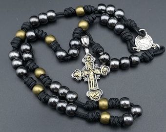 Saint Michael Chaplet - Indestructible - Heavy gunmetal and bronze beads - Saint Michael Cross