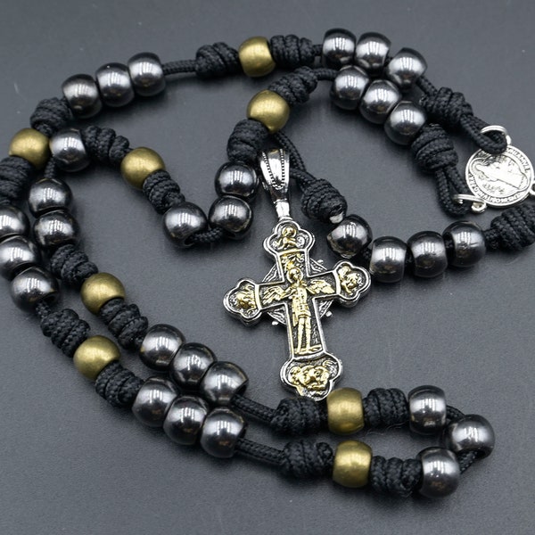 Saint Michael Chaplet - Indestructible - Heavy gunmetal and bronze beads - Saint Michael Cross