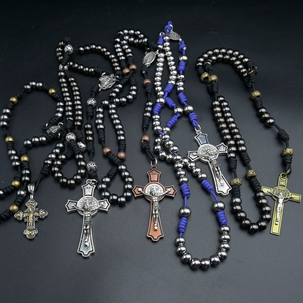 Customize your own Indestructible Rosary - Heavy-duty Metal beads, large crucifixes, your own colors